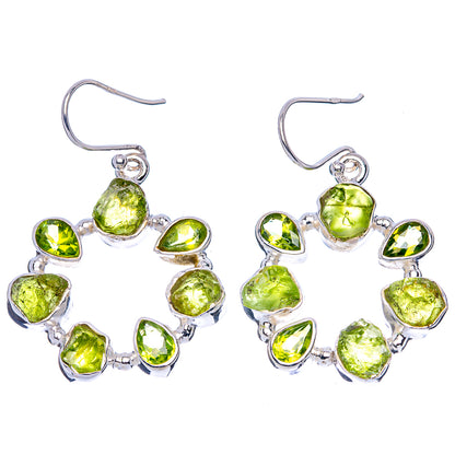 Premium Rough Peridot Earrings 1 5/8" (925 Sterling Silver) E1711