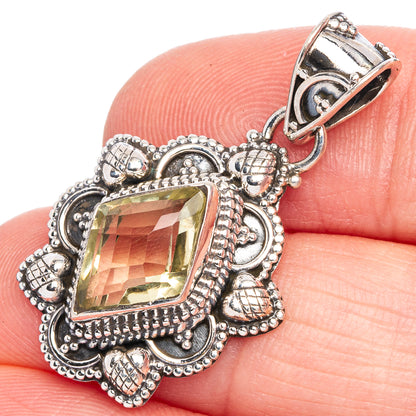 Lemon Quartz Pendant 1 1/4" (925 Sterling Silver) P40335