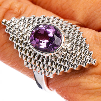 Large Faceted Amethyst Ring Size 9 (925 Sterling Silver) R146459
