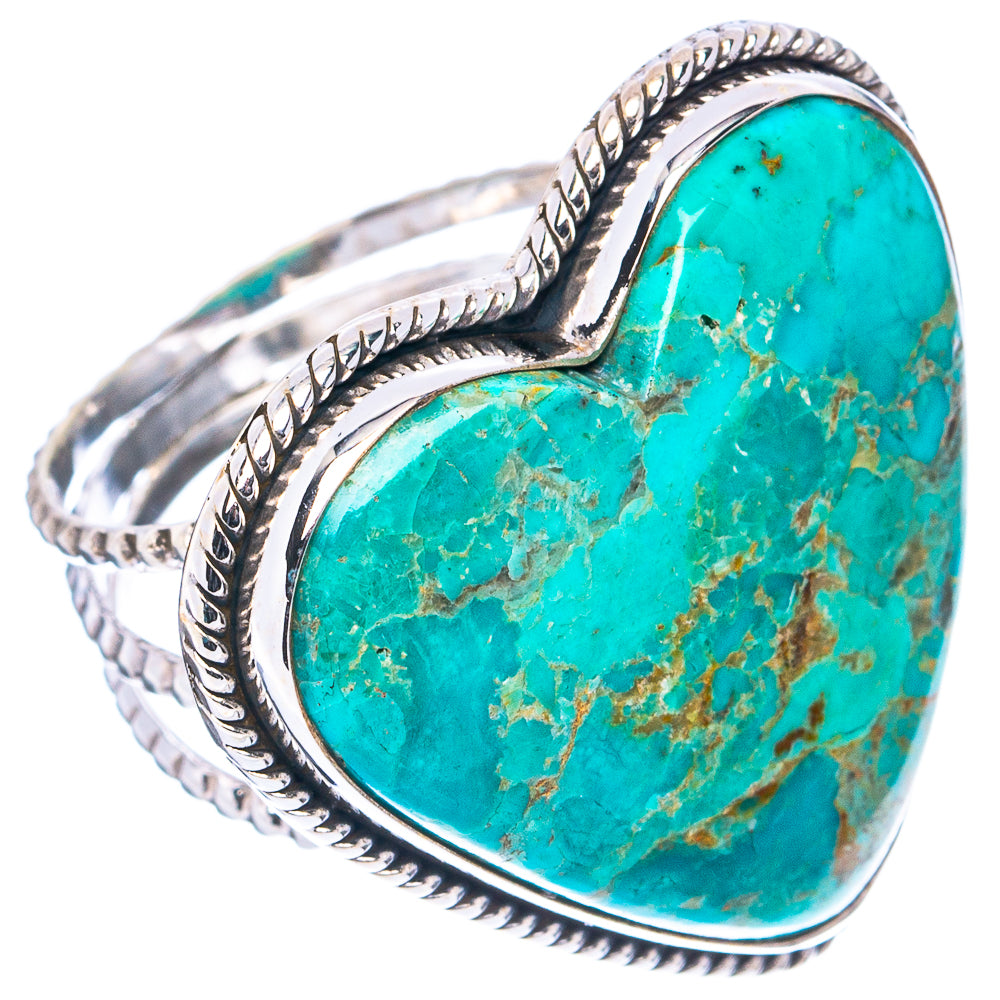 Mohave Turquoise Heart Ring Size 8.5 (.925 Sterling Silver)
