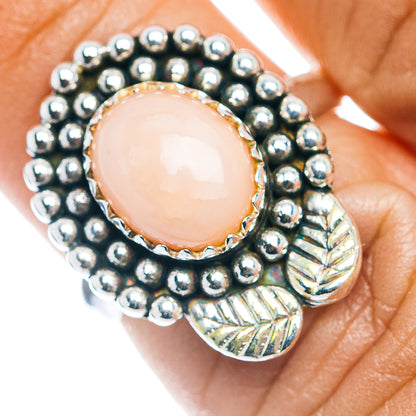 Southwestern Style Pink Opal Ring Size 6.75 (.925 Sterling Silver)