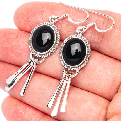Premium Black Onyx Earrings 2 1/8" (925 Sterling Silver) E1203