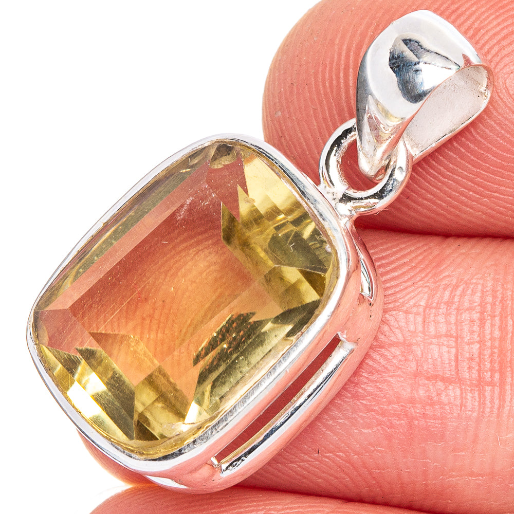 Faceted Citrine Pendant 1 1/8" (925 Sterling Silver) P40580