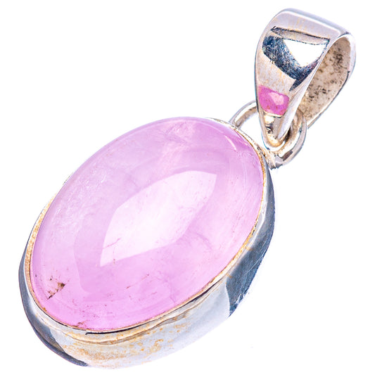Rare kunzite pendant with pink oval gemstone and .925 sterling silver bail