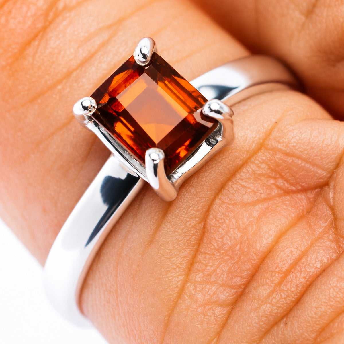 Spessartite Garnet Ring Size 7 (.925 Sterling Silver)