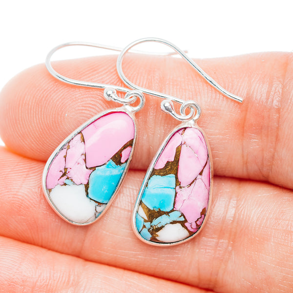 Cotton Candy Turquoise Earrings 1 3/8" (.925 Sterling Silver)
