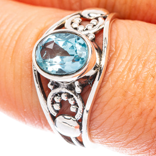 Blue Topaz Dainty Ring Size 7.5 (925 Sterling Silver) R6012