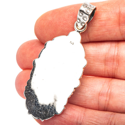Exclusive Southwestern Style Hubei Turquoise Pendant 2 1/8" (.925 Sterling Silver)