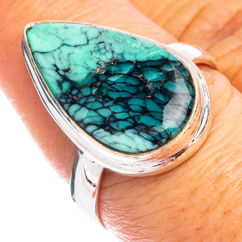 Rare Black Bridge Variscite Ring Size 8.25 (925 Sterling Silver) R8359