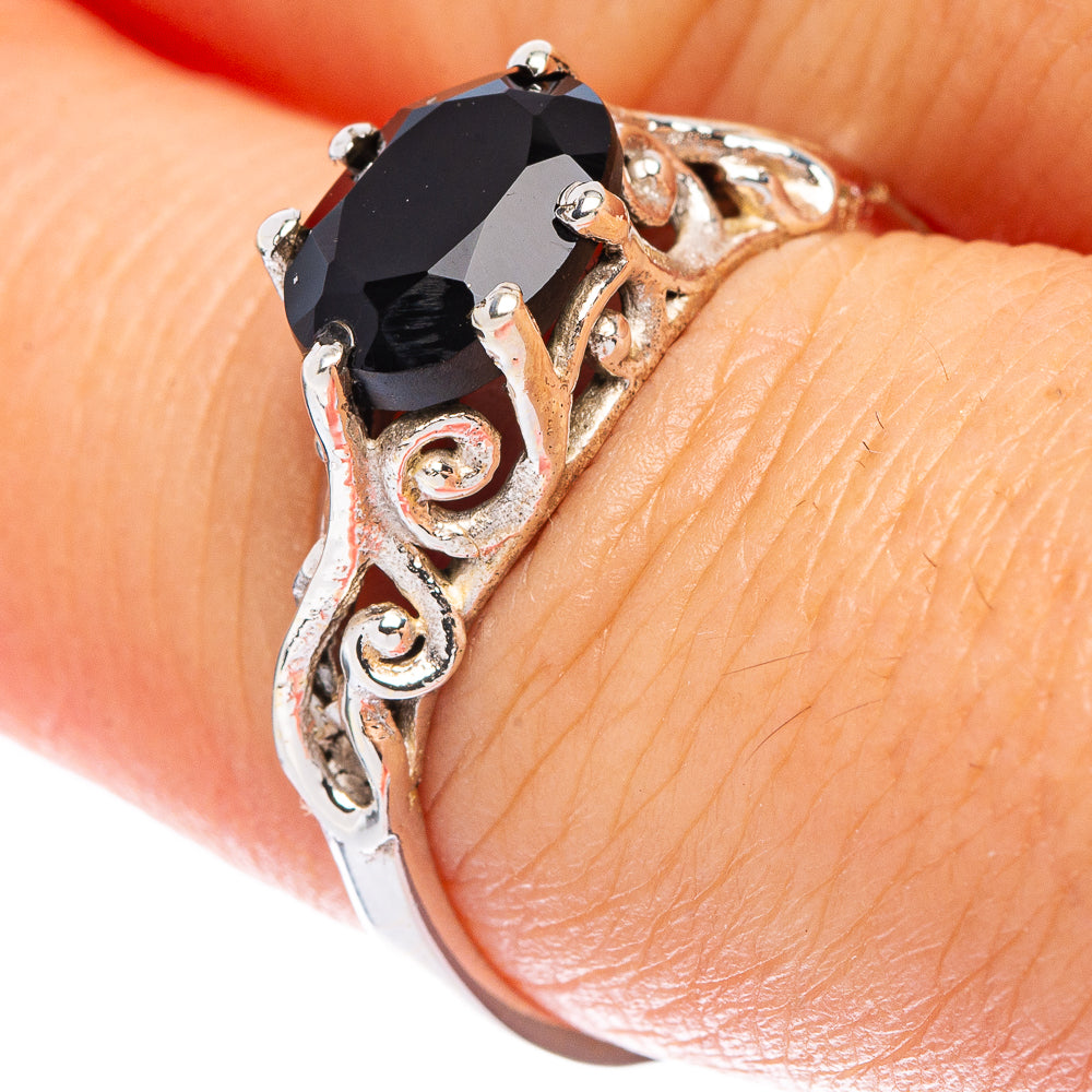 Black Onyx Dainty Ring Size 8.5 (925 Sterling Silver) R146765