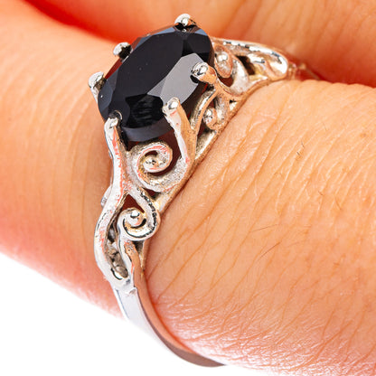 Black Onyx Dainty Ring Size 8.5 (925 Sterling Silver) R146765
