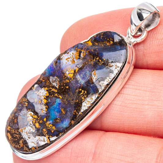 Rare Boulder Opal Pendant 1 7/8" (925 Sterling Silver) P41976