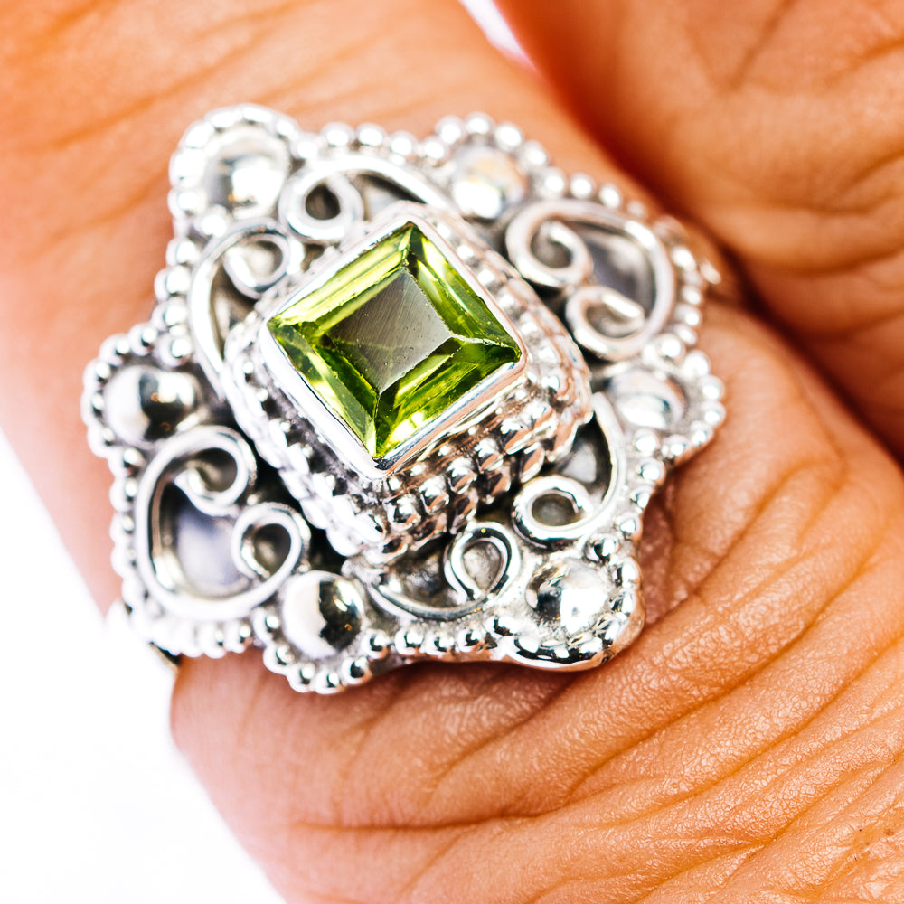 Peridot Filigree Ring Size 8.25 (.925 Sterling Silver)