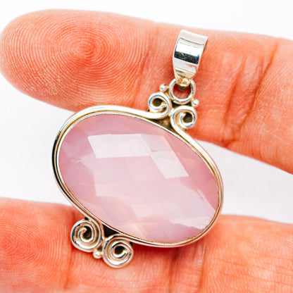Premium Rose Quartz Pendant 1 5/8" (.925 Sterling Silver)