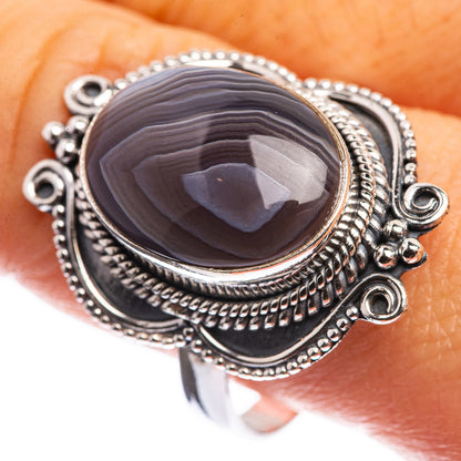 Botswana Agate 925 Sterling Silver Ring Size 10.75