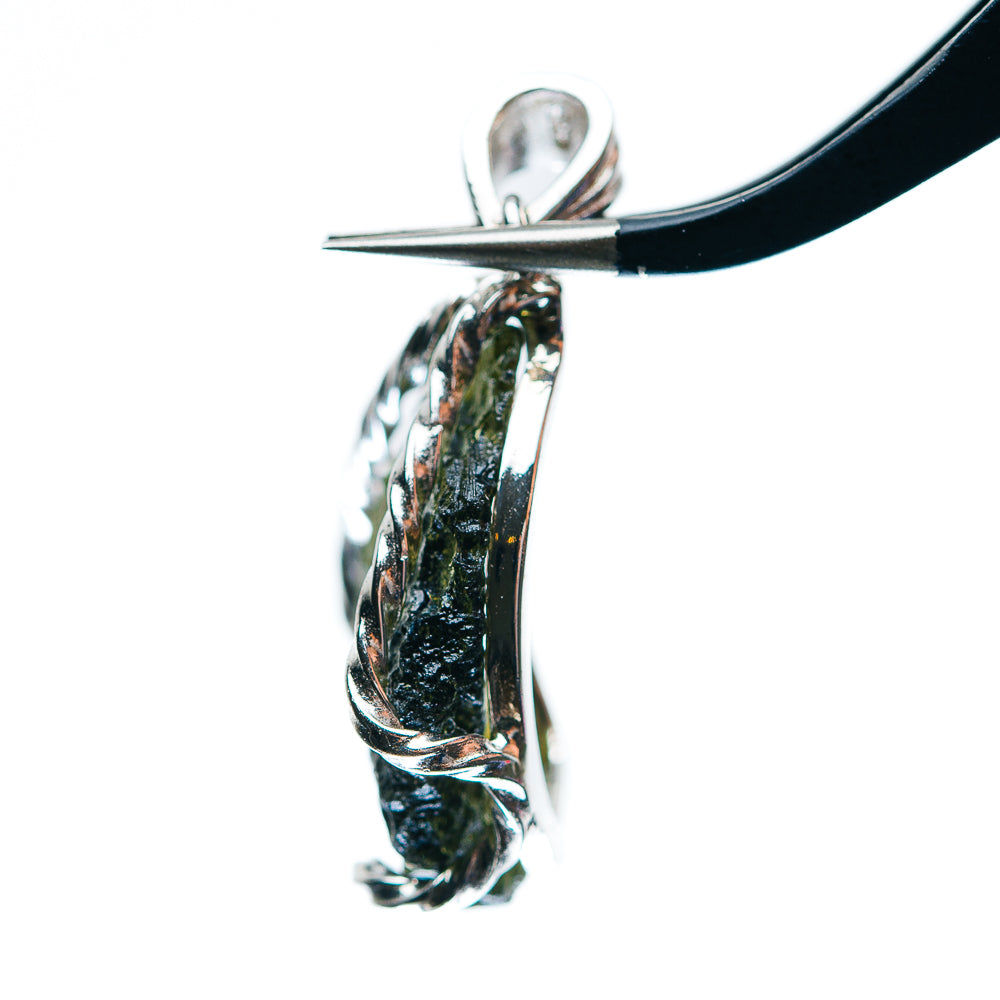 Premium AAA Czech Moldavite Pendant 1 1/2" (.925 Sterling Silver)