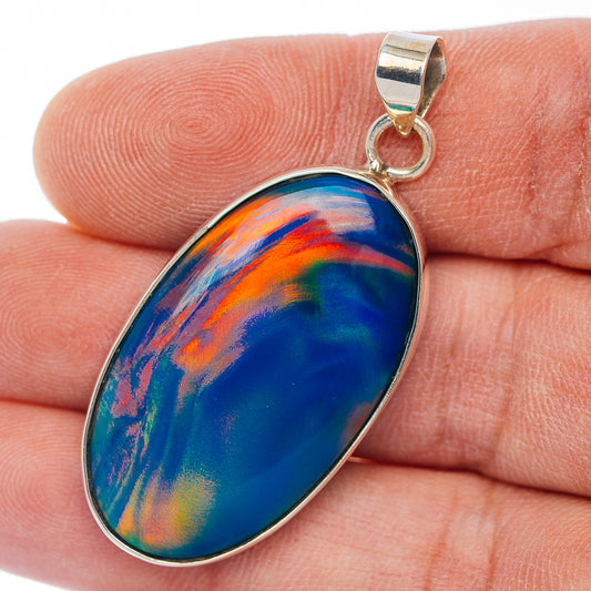 Aurora Opal Pendant 1 7/8" (.925 Sterling Silver)