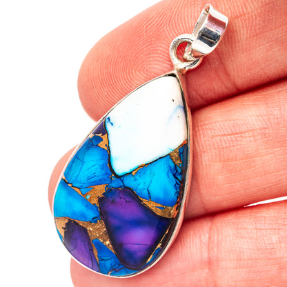 Premium Purple Dahlia Turquoise Pendant 1 5/8" (.925 Sterling Silver)
