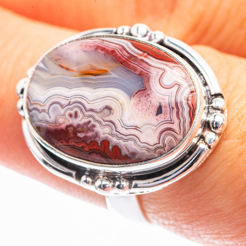 Crazy Lace Agate Ring Size 7.5 (925 Sterling Silver) R141978