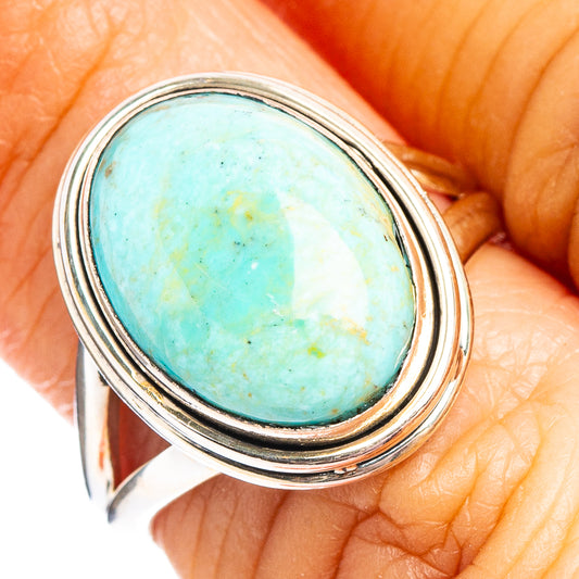 Sterling silver ring with Variscite turquoise oval cabochon