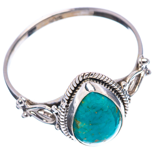 Oval turquoise cabochon ring, .925 sterling silver with braided rope edges