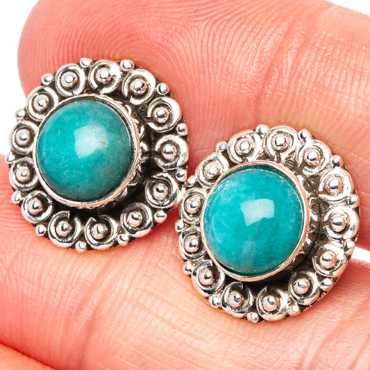 Amazonite Earrings 5/8" (925 Sterling Silver) E1561