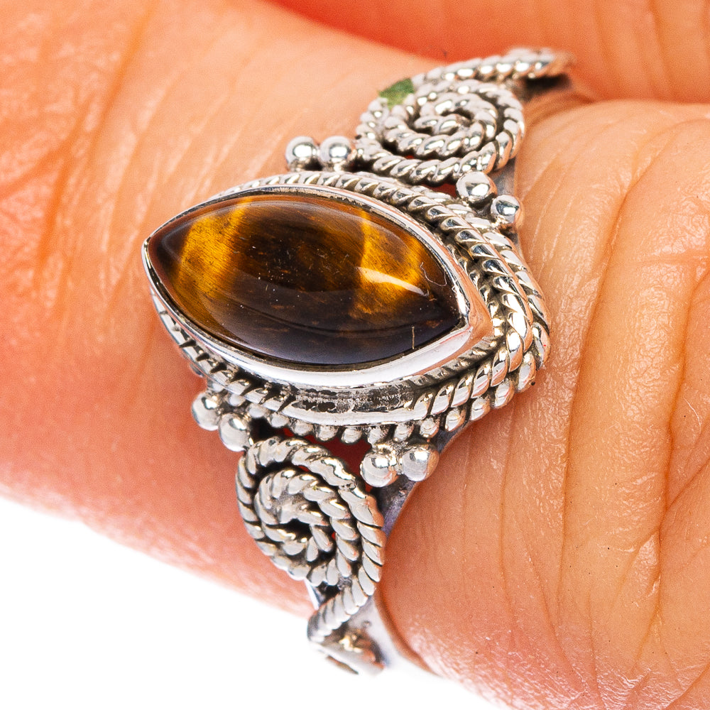 Tiger Eye Dainty Ring Size 4.75 (925 Sterling Silver) R1161