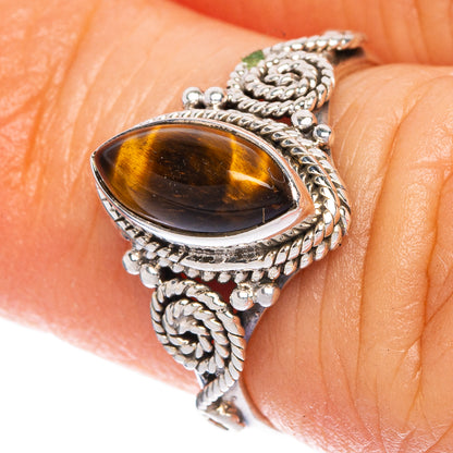 Tiger Eye Dainty Ring Size 4.75 (925 Sterling Silver) R1161
