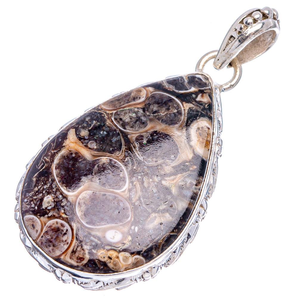 Turritella Agate Pendant 1 3/4" (.925 Sterling Silver)