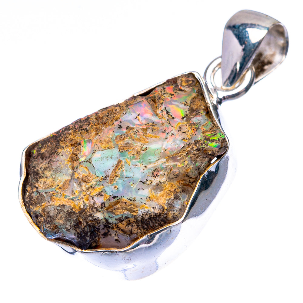 Raw Ethiopian Opal 925 Sterling Silver Pendant 1 3/8" (925 Sterling Silver) PD38637