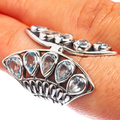 Large Blue Topaz 925 Sterling Silver Ring Size 6