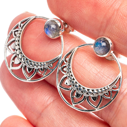 Rainbow Moonstone Earrings 7/8" (925 Sterling Silver) E433416