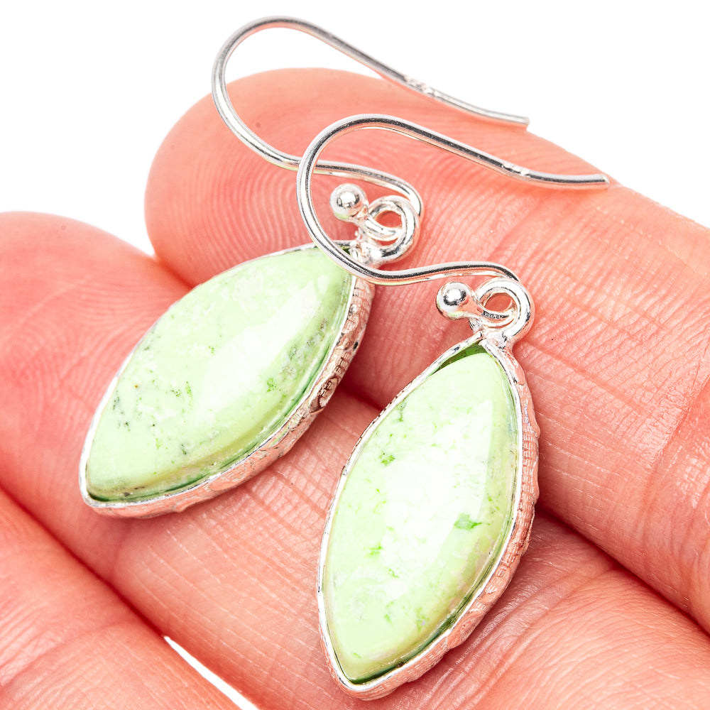 Lemon Chrysoprase 925 Sterling Silver Earrings 1 3/8" (925 Sterling Silver) E1436