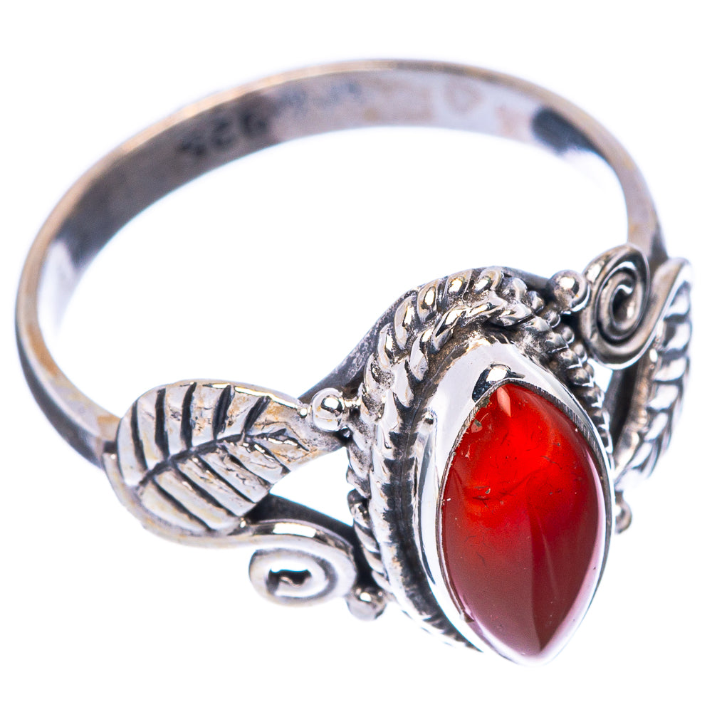 Red Onyx Leaf 925 Sterling Silver Ring Size 6.75 (925 Sterling Silver) R5351