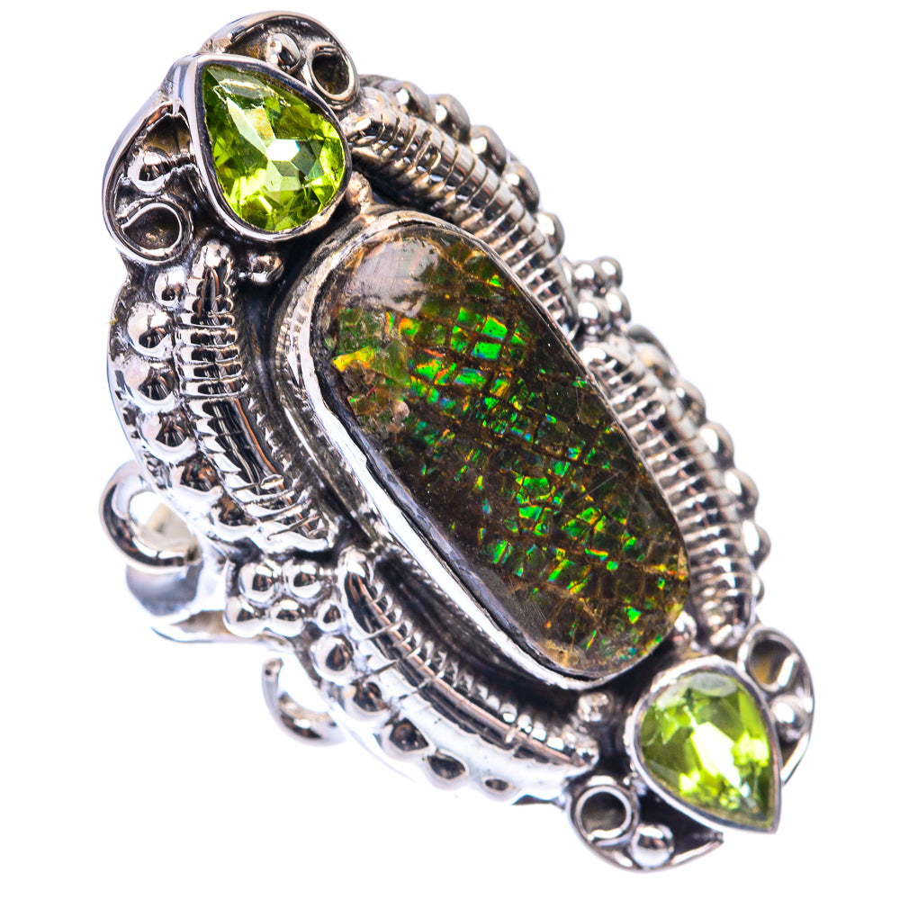 Signature Ammolite, Peridot Ring Size 8.25 (925 Sterling Silver) R141707