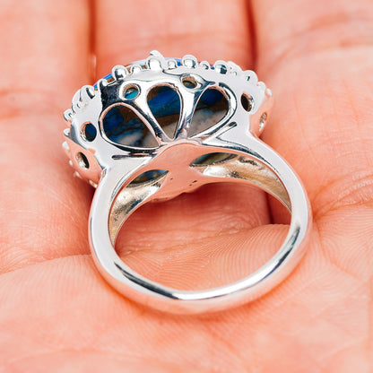 Exclusive Violet Blue Dahlia Mohave Turquoise Ring Size 7 (.925 Sterling Silver)