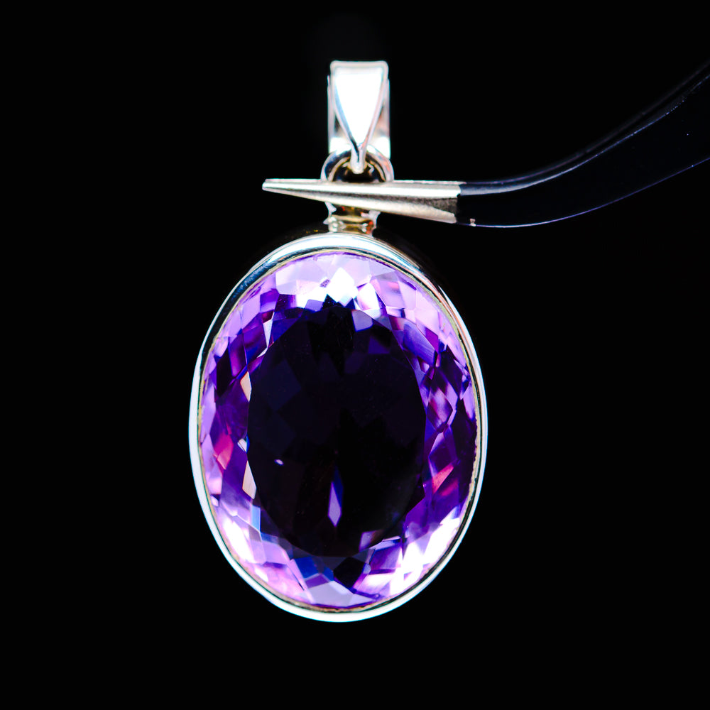 20.8ct Faceted Brazilian Amethyst Pendant 1 1/4" (.925 Sterling Silver)