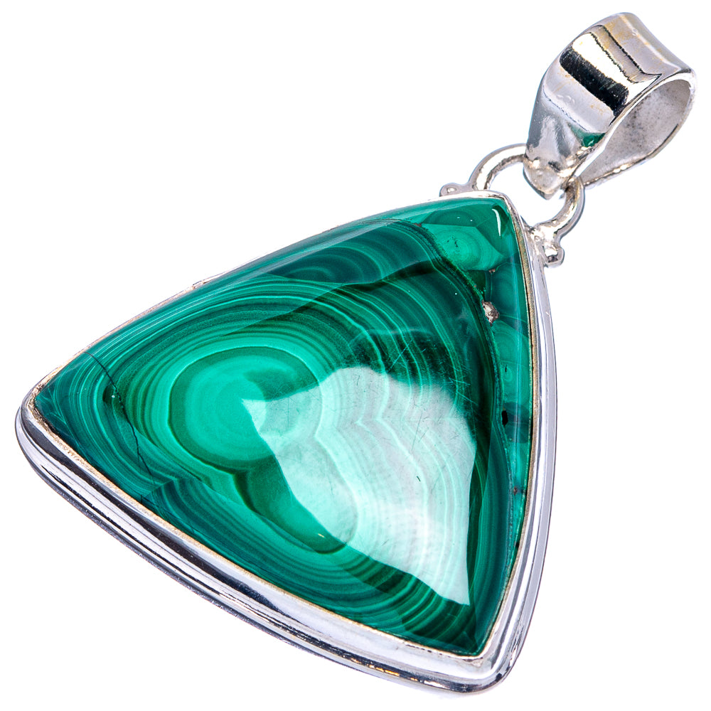 Malachite Pendant 1 1/2" (.925 Sterling Silver)