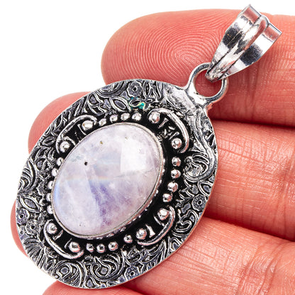 Rainbow Moonstone Pendant 2" (German Silver)