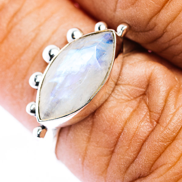 Rainbow Moonstone Ring Size 7.25 (.925 Sterling Silver)