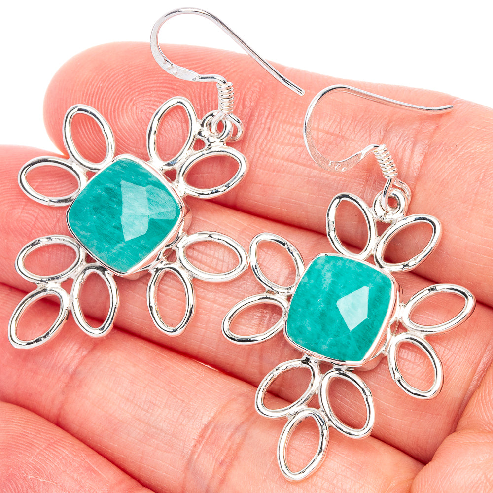 Premium Amazonite Earrings 1 3/4" (925 Sterling Silver) E1188