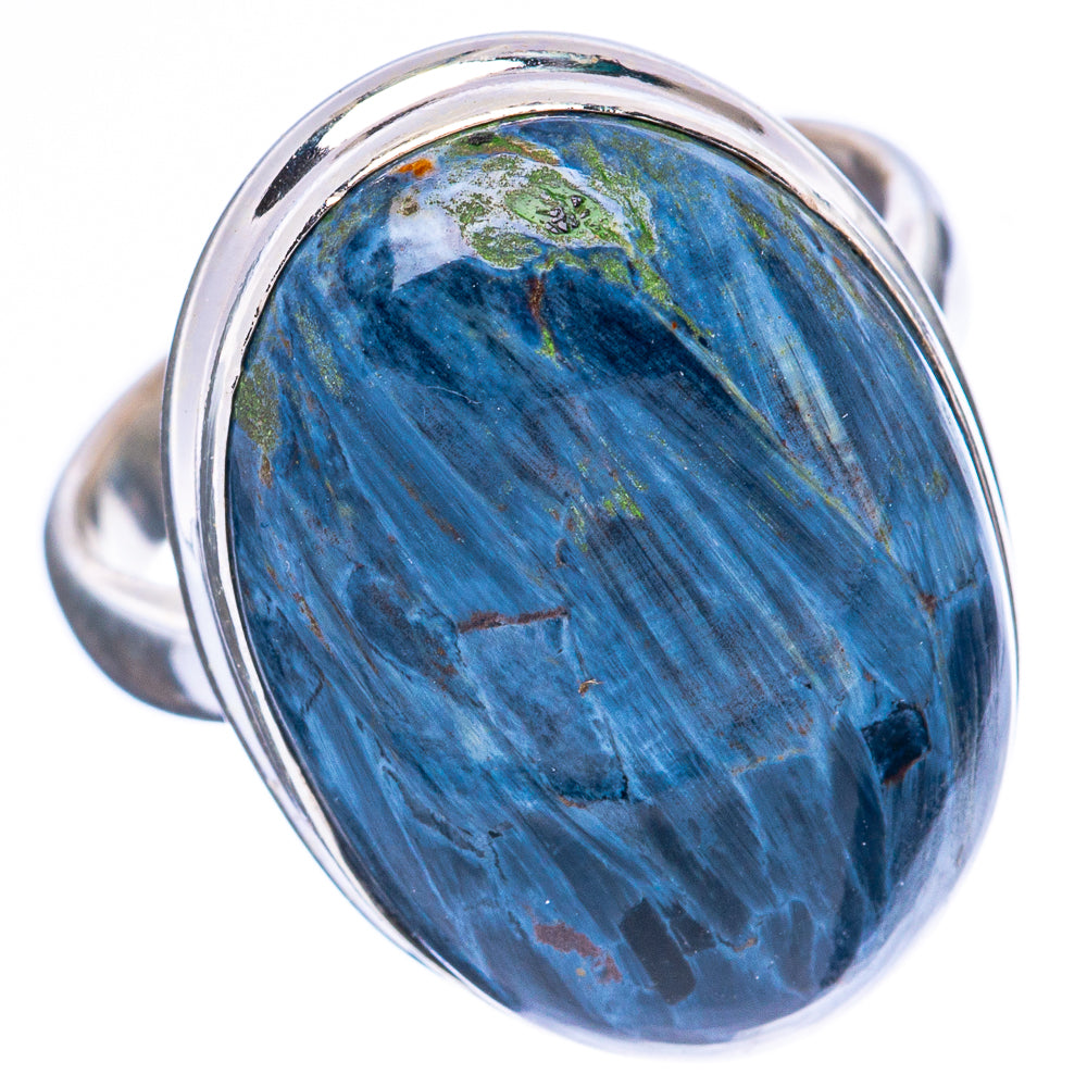 Pietersite ring size 6.75, blue oval cabochon on sterling silver band