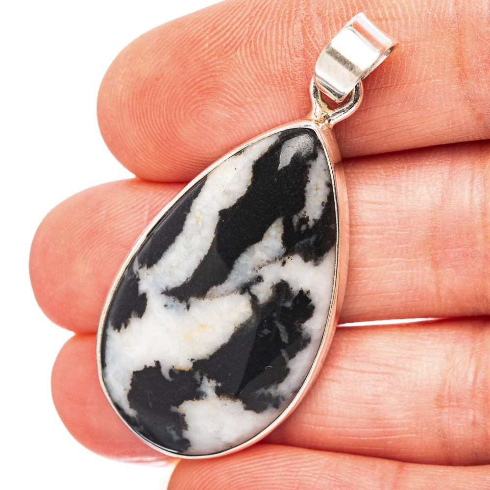 Zebra Jasper Pendant 1 3/4" (.925 Sterling Silver)