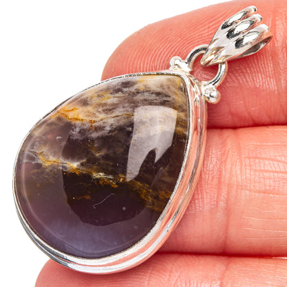 Plume Agate Pendant 1 1/2" (925 Sterling Silver) P40379