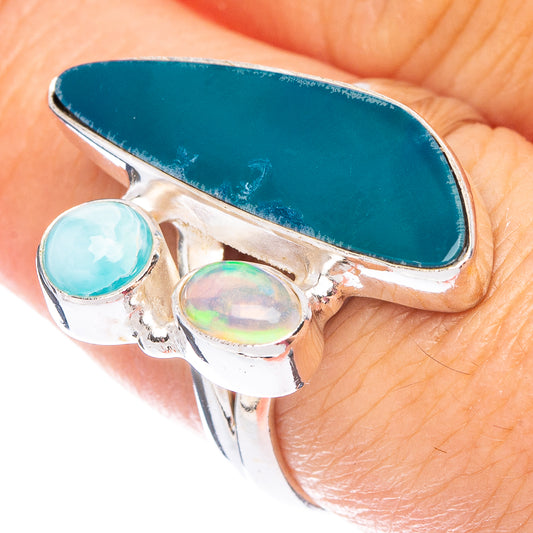 Rare Doublet Opal, Ethiopian Opal, Larimar Ring Size 7.5 (925 Sterling Silver) R7528