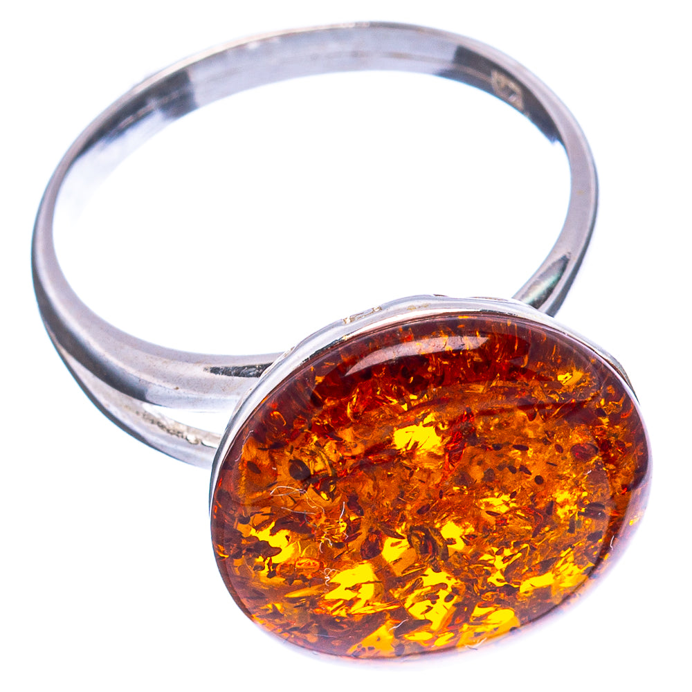 Baltic Amber Ring Size 7 Adjustable (.925 Sterling Silver)