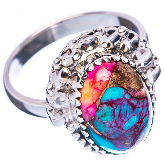 Kingman Pink Dahlia Turquoise Ring Size 8.5 (925 Sterling Silver) R3978