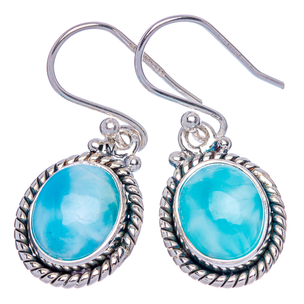 Rare Larimar Earrings 1 1/4" (925 Sterling Silver) E433298