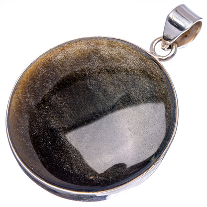 Premium Gold Sheen Obsidian  Pendant 1 3/4" (.925 Sterling Silver)