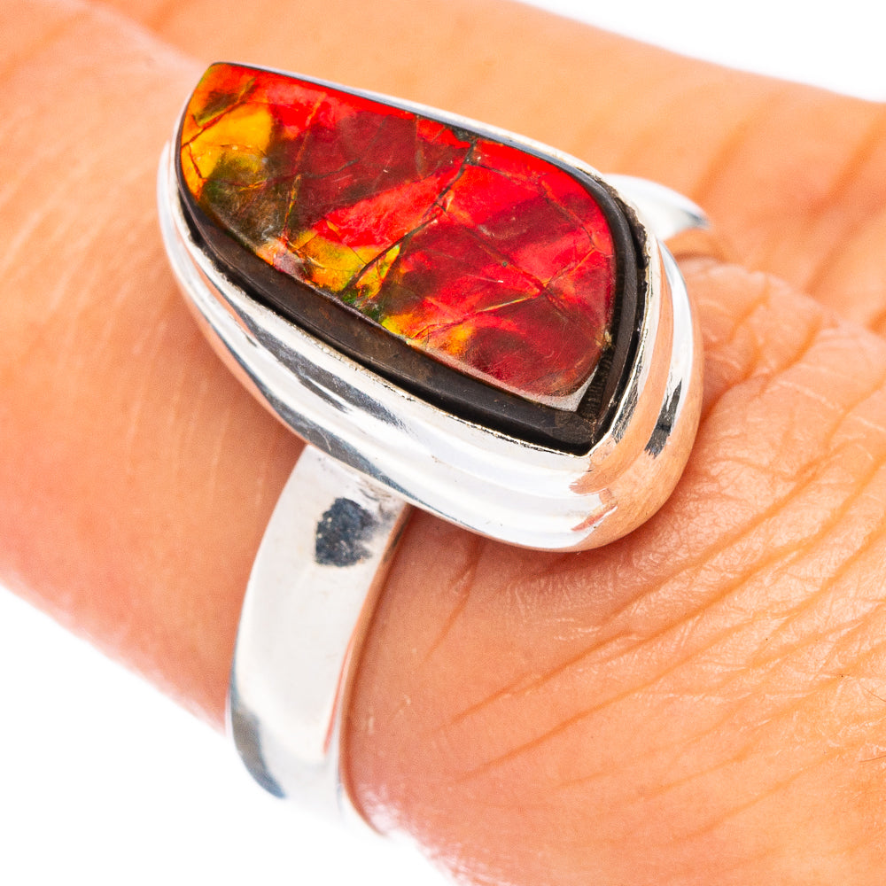 Rare Ammolite Ring Size 6.75 (925 Sterling Silver) R7861